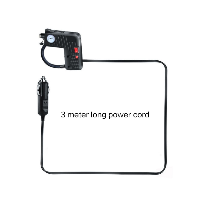 DC 12V Electric Portable Air Compressor Pump Small Tire Inflator 100 PSI Tyre Pressure Monitor 19 Cylinders for Car Motor Bike