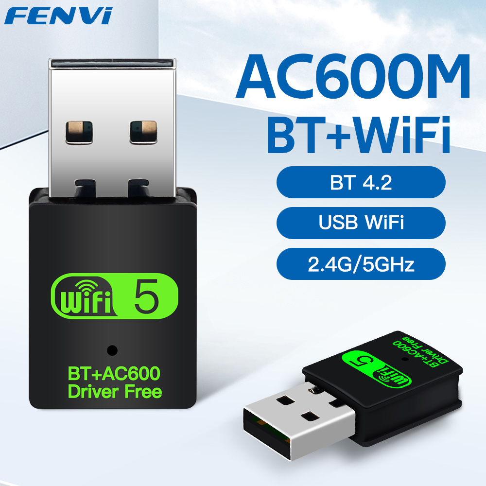 600Mbps USB WiFi Bluetooth Adapter Dual Band 2.4/ 5.8Ghz Wireless External Receiver RTL8821CU Wi-Fi Dongle for PC/Laptop/Desktop: Default Title