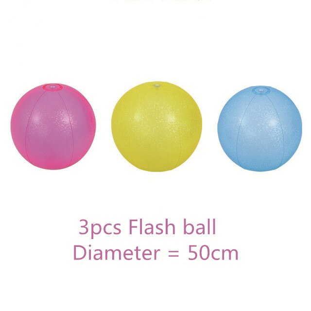 PVC Flashing Ball Color Inflatable Beach Ball Transparent Water Toy Photo Props Outdoor Summer Water Fun Swim Toys: 3 pcs A