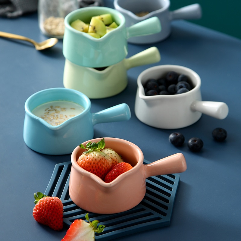 Ceramic Macarons Milk Jug Super Cute Spout Single Handle Milk Thistle Sauce Mini Bowl Baby Food Bowl Snack Saucer