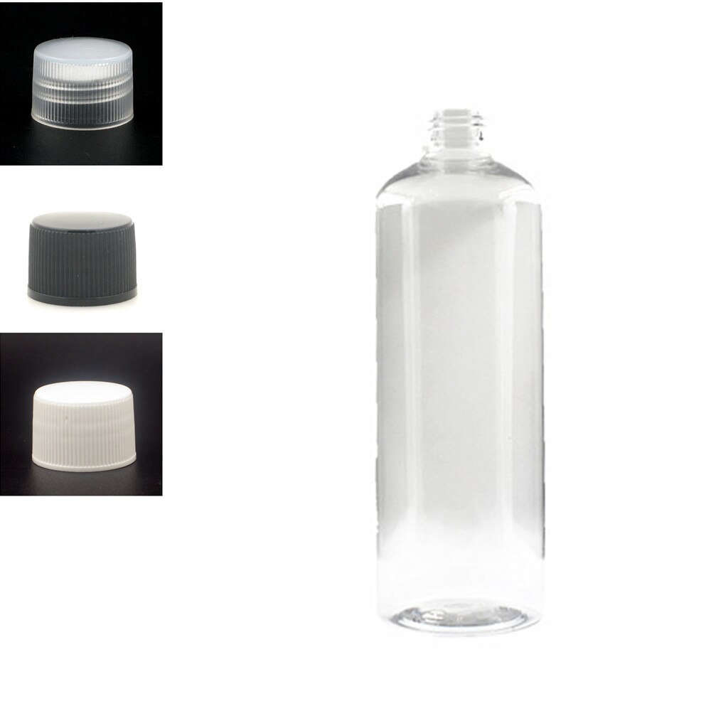500ml Plastic Non-Dispensing cap Bottles, empty clear PET bottle with black/wite/transparent ribbed screw cap
