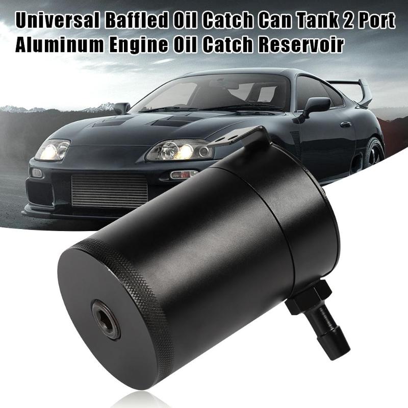 2 Port Baffled Oil Catch Tank Reservoir Universal Billet Oil Catch Can Auto Baffled Air-Oil Separator