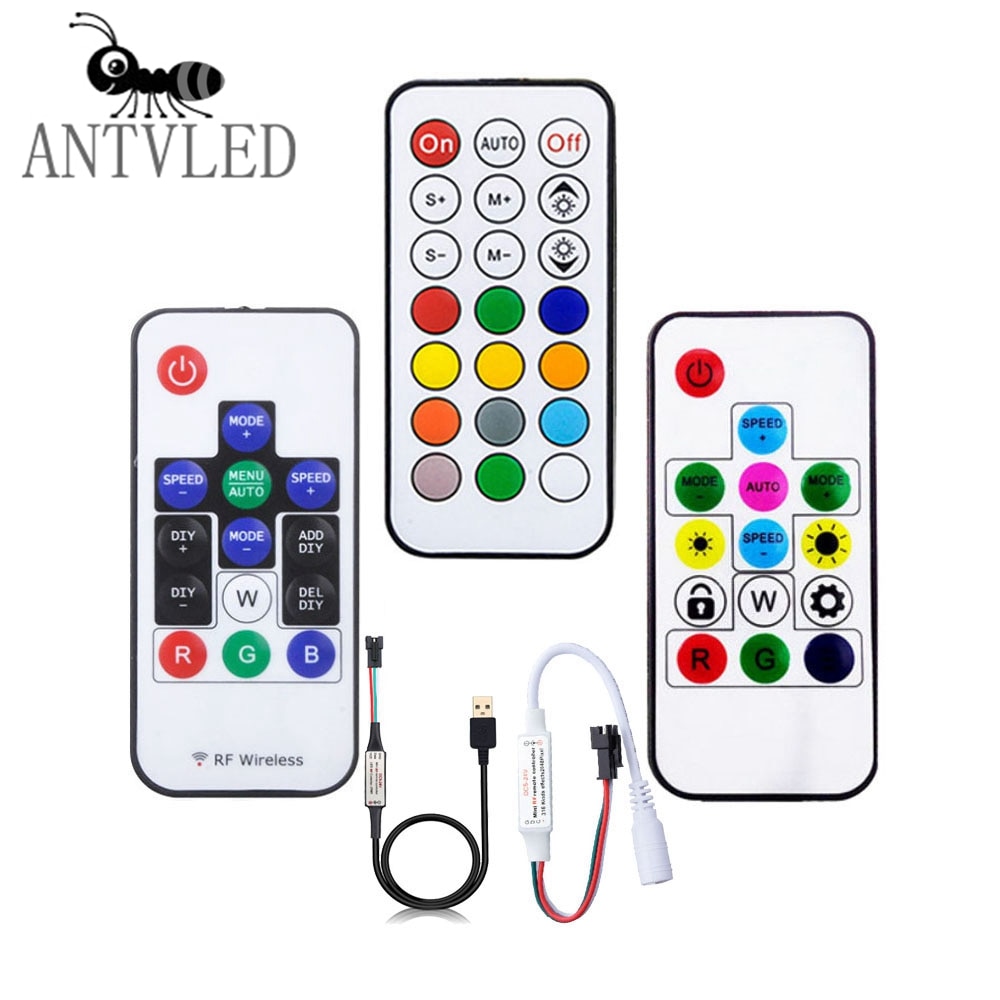 WS2812B WS2811 LED Pixel Streifen Licht Controller USB/DC Led Dimmer 3 Schlüssel RF 14/17/21 schlüssel Mit MINI Remote LED Controller DC5-24V