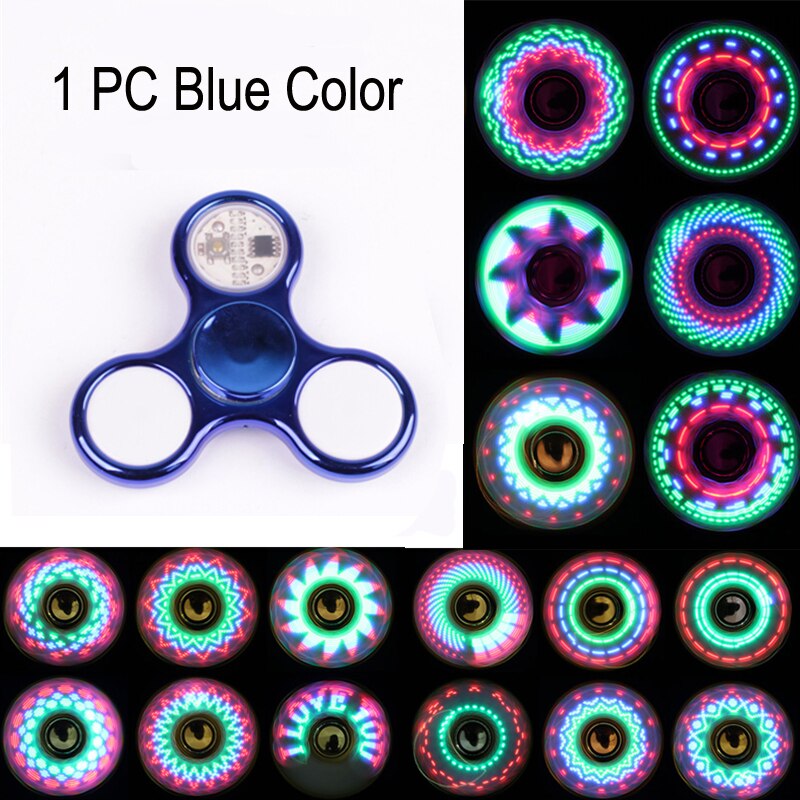 Luminous Fidget Spinner LED Light Up Changeable Hand Spinners Adult Glowing Spiner Stress Relief Toys For Kids: Blue