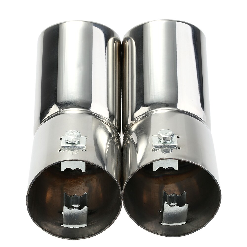 Car Tail Pipes Replacement Car Style Dual Pipe Stainless Steel Exhaust Tail Pipes Muffler Tips for VW Golf 4 Bora Jetta