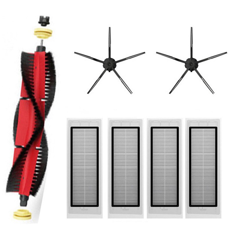 Rullebørste sidebørster kit til xiaomi roborock  s6 s5 max  s60 støvsuger vandkerner moppeklude bløde gummi sidebørster: 2