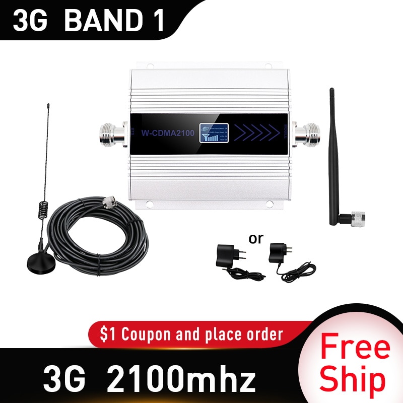 3G WCDMA band1 Signal Booster Gain 65dB 3G UMTS 2100mhz Mobile cellulaire Signal répéteur amplificateur gsm ventouse antenne extérieure