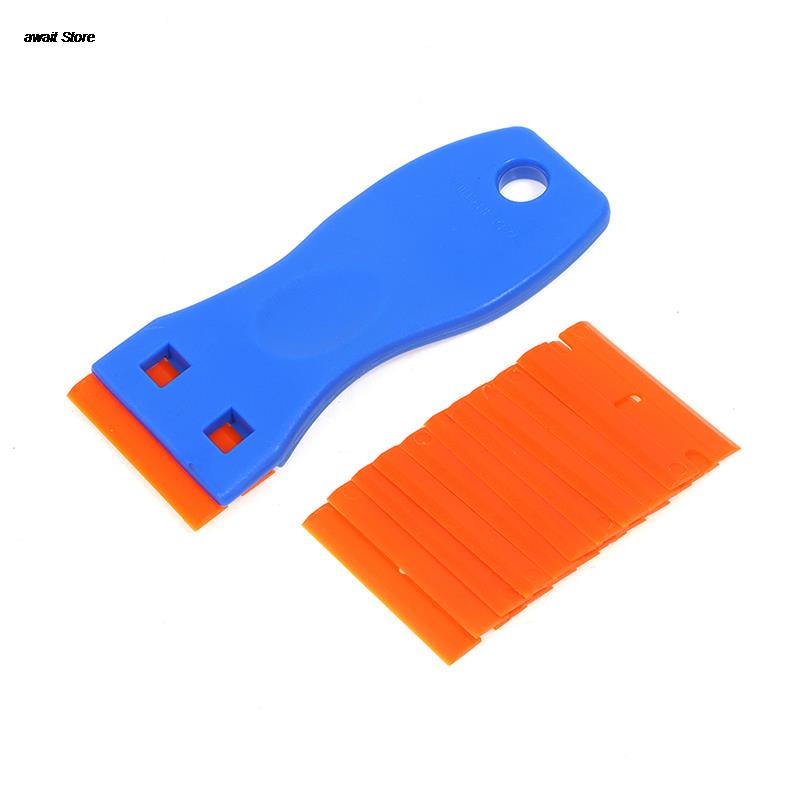 1.5 &quot;Plastic Scheermes Schraper Met 10Pcs Dubbele Randen Plastic Messen Voor Verwijderen Auto Labels Stickers Lijm Stickers op Glas Windows