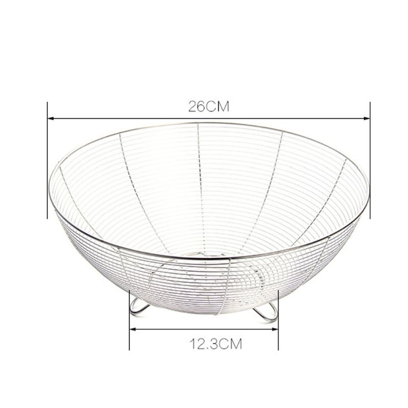 Frugtkurv beholder skål rustfrit stål wire køkken afløbsstativ grøntsag: 26 x 12.3 x 11cm