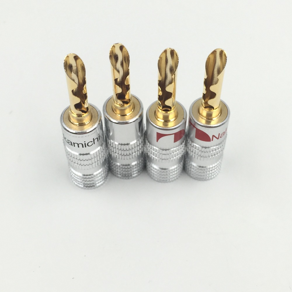 4 Stuks Nakamichi 24K Vergulde Koperen Bfa 4Mm Banana Plug Male Luidspreker Connector