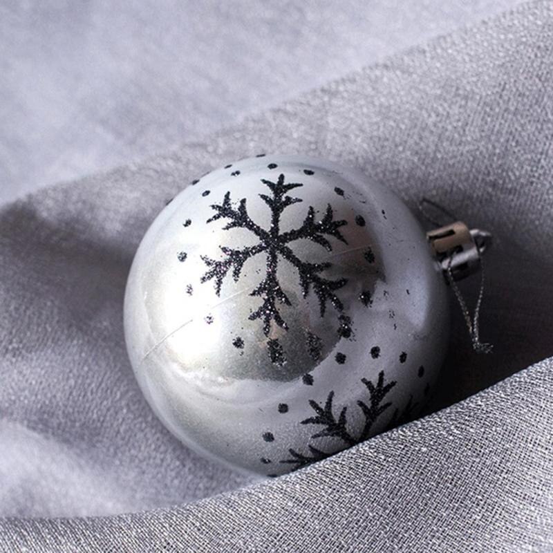 6pcs Black White Snowflake Christmas Ornaments Balls Christmas Tree Decor Ball Bauble Xmas Party Hanging Snowball for Home