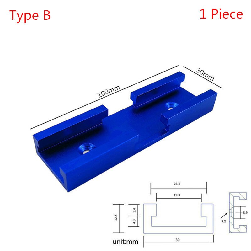Woodworking T-Slot T-Track Miter Track Cross Connector Rail Guide Chute Circular Saw Flip Table Saw Track Intersection Parts Set: 100mm Blue B