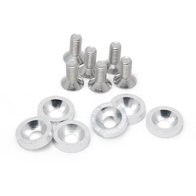 6PCS M8 Car Modified Hex Fasteners Fender Washer Bumper Engine Concave Screws,Concave Conical Decorative Groove Washer: E-M8