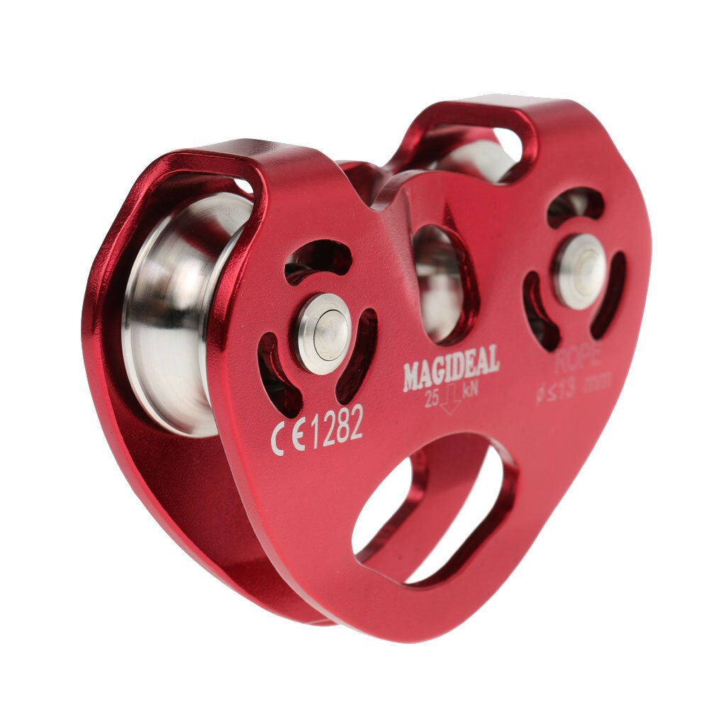 25KN Outdoor Rock Climbing Rescue Dual Pulley Zip Line Pulley Aluminum Magnesium Alloy Climbing Gear Hammock Hanging Device