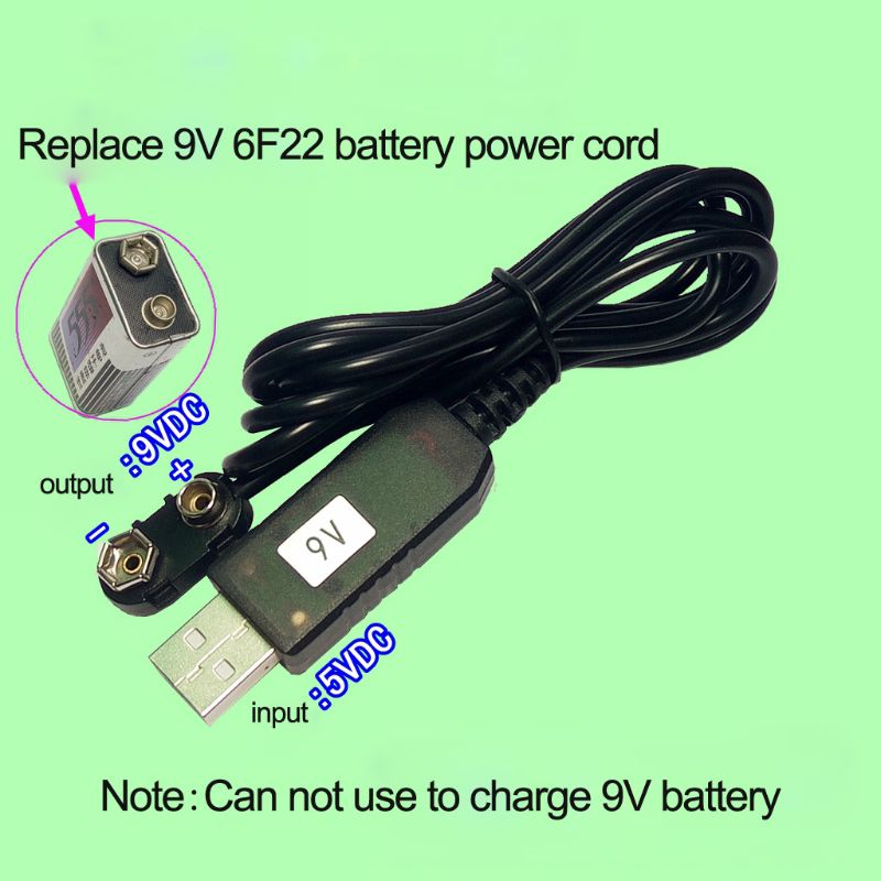 9v batterieliminator usb-kabel 5v boost  to 9v spänningsomvandlare step-up volt transformator likströmsregulator linje mikrofon leksak