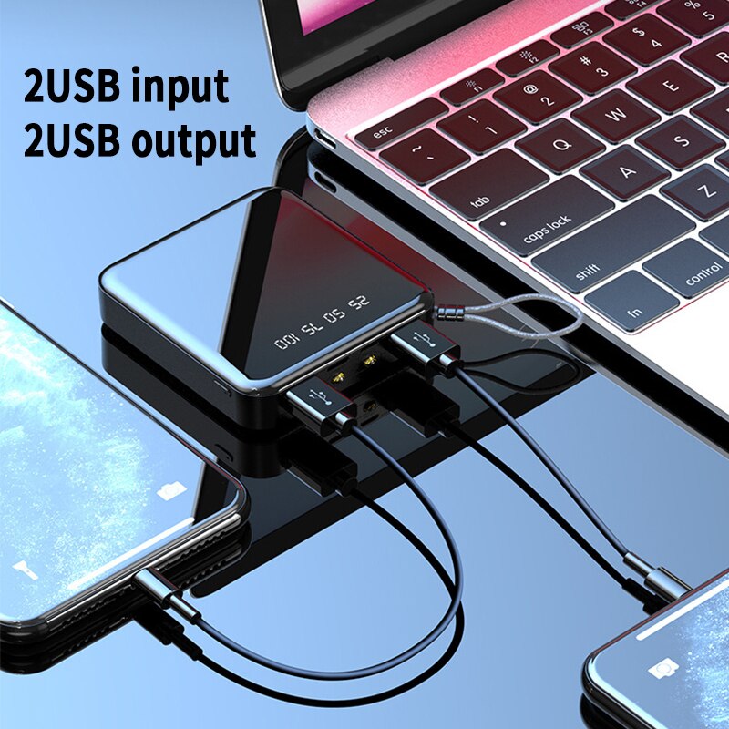 30000mAh Mini Zwei-weg Schnelle Ladung Power Bank Tragbare 2 USB Digital Display Externe Batterie mit Taschenlampe für xiaomi IPhone