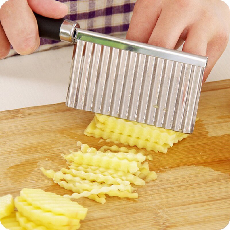 Cuchillo de acero inoxidable con forma de onda para patatas fritas, aparatos domésticos, manual, herramientas de cocina, buenas cosas