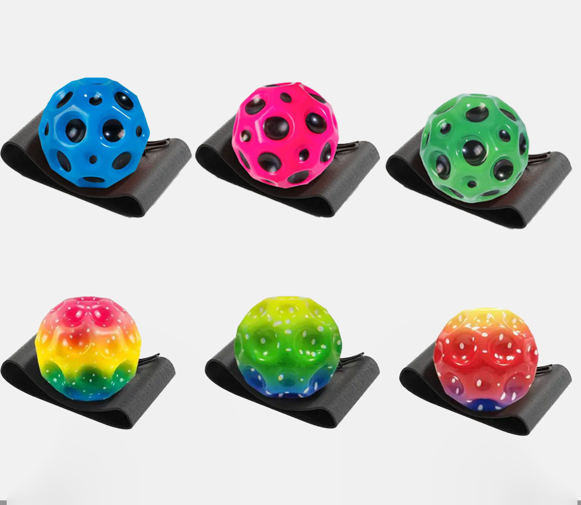 Weicher poröser Hüpfball, Mondform, Anti-elastischer Ball, Indoor-Spielzeug für Kinder, Stressabbau, kreatives , lustiger Spielball: Black