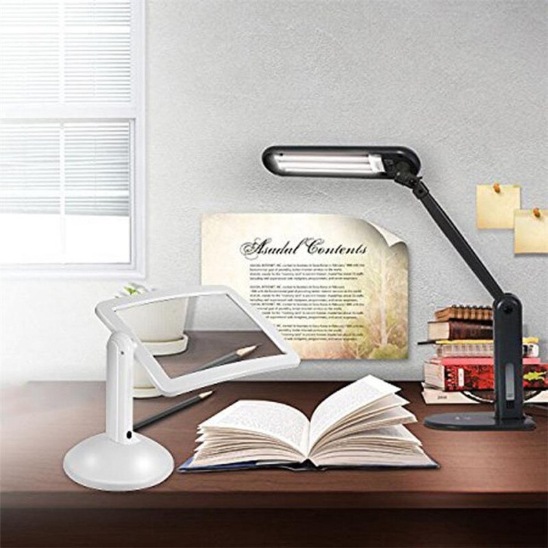 Rotatable Led Magnifier Screen the Old Reading Helper Magnifying Glass White Self Stand Rotate Reading Magnifier with Light