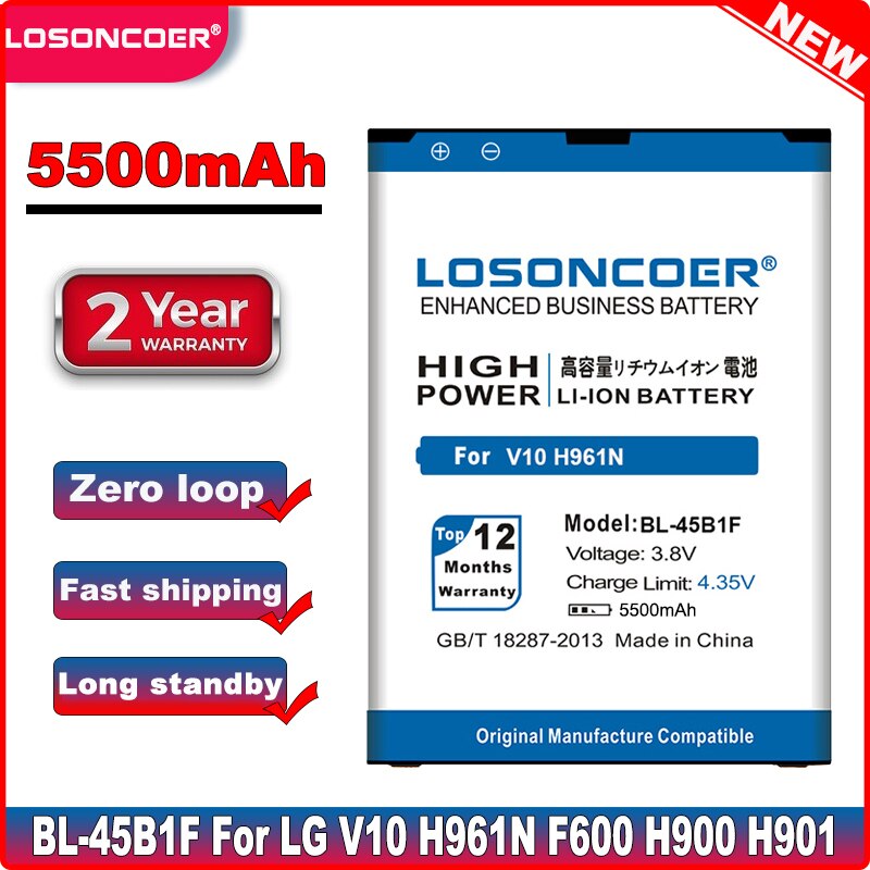 Batería de BL-45B1F de 5500mAh para LG V10, batería H961N F600 H900 H901 VS990 H968 H960 V10 K520 BL-44E1F para LG V20 F800 H990 H990