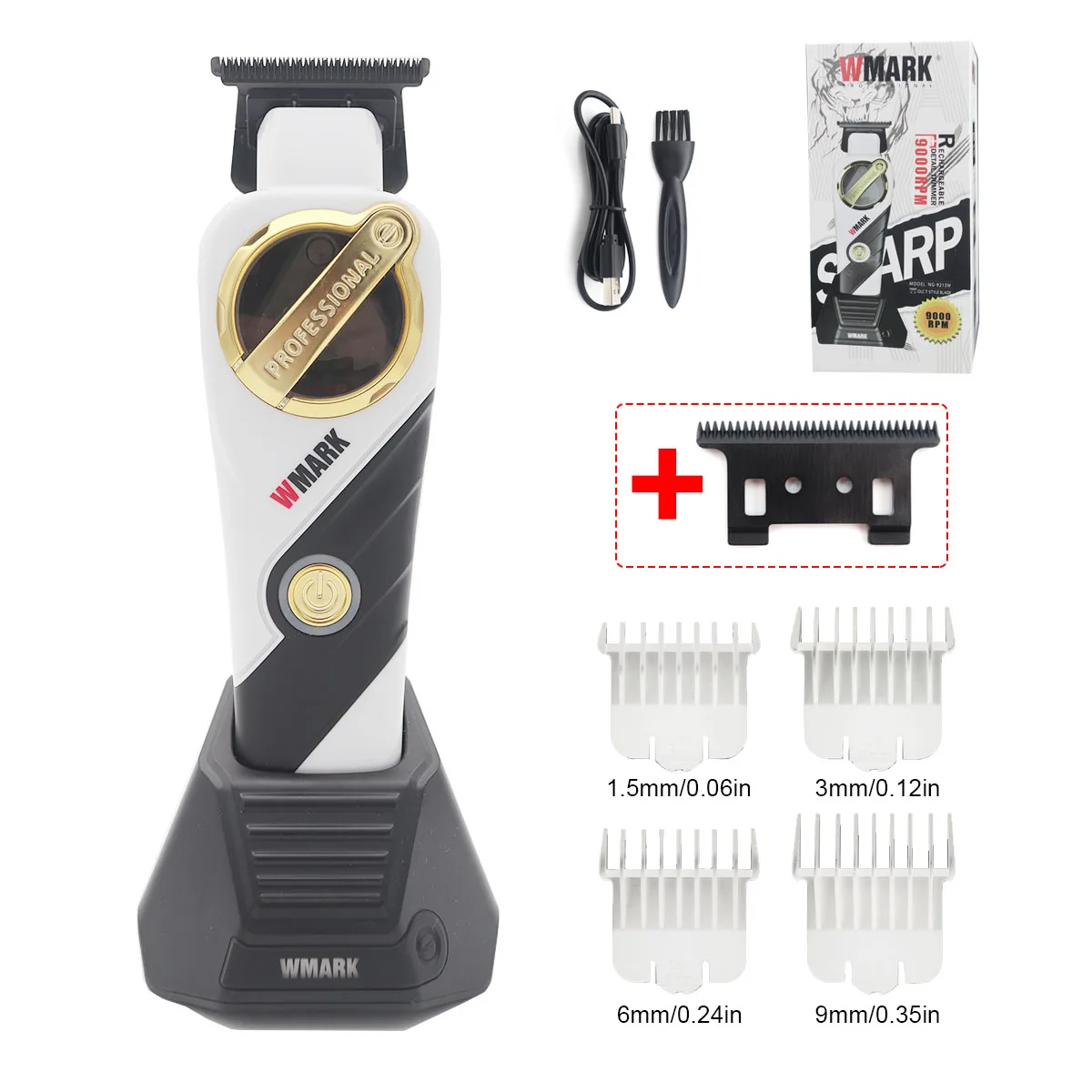 WMARK NG-9213 for Men Finishing Machine 9000 RPM Magnetic Motor Zero Gapped DLC T-Blade Hair Trimmer Hair Clipper: Burgundy