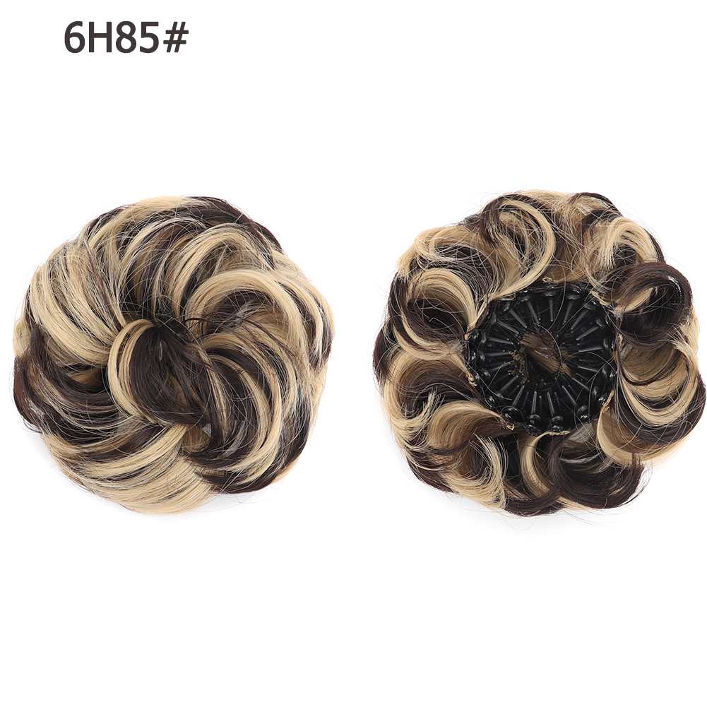 Nueva pieza de pelo de moño desordenado, moño esponjoso sintético en forma de Nido de Pájaro, extensiones de moño de pelo rizado ondulado retráctil para mujeres y niñas: Naranja