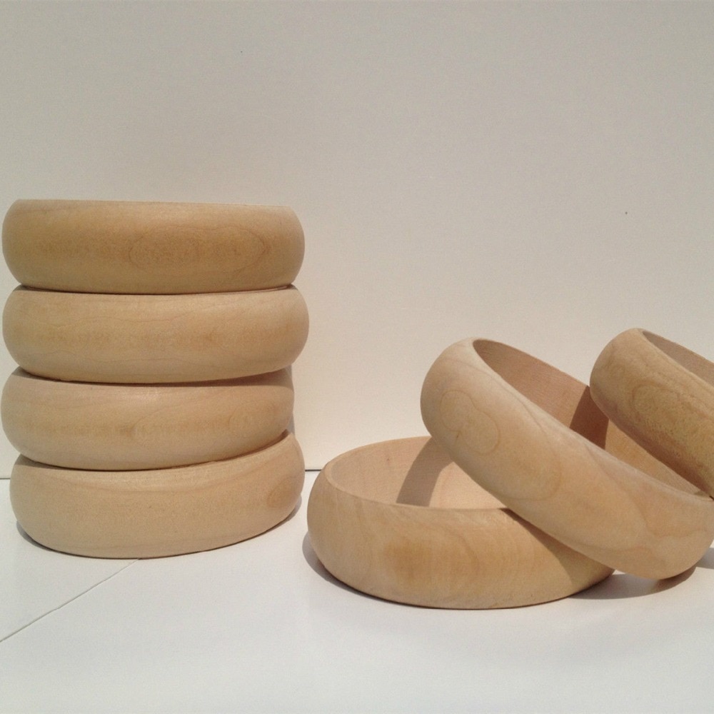 10 Stks/partij Prijs H2.2cm Vlakte Onafgewerkte Houten Armbanden Armband Diy BG001