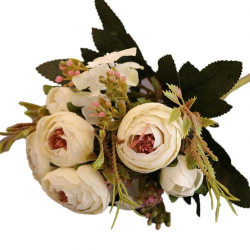 1pc kunstige blomster camellia hjem hage bryllupsfest møbler diy dekor blomster til dekorasjoner: Hvit