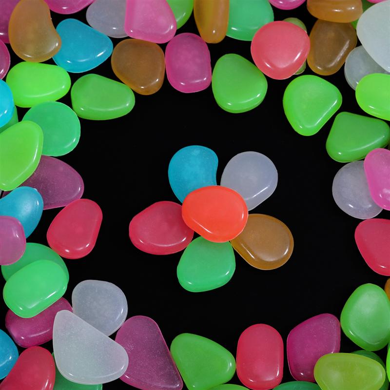 100 stuks lichtgevende keien, kiezelstenen, gloeiend in het donker voor aquarium, aquarium, grinddecoraties voor de tuin