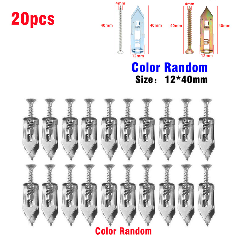 10/20Pcs Self Drilling Anchors Screws Self-Tapping Expansion Screw Drywall Anchor Kits Suitable for Gypsum Board Plasterboard: 12X40mm  20PCS