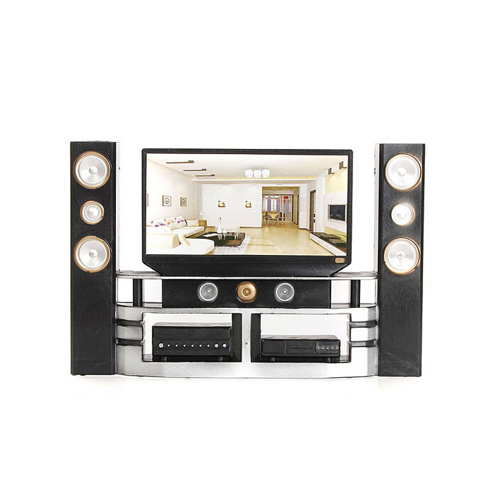 Baby Speelgoed Mini Hi-Fi 1:6 Tv Home Theater Kast Set Combo Voor Poppenkleertjes Jurk Accessoires Huis Meubels: Default Title