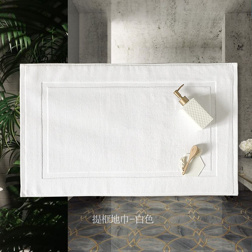 2 Stuks Grond Handdoek Bathroomtowels 100% Katoen Hotel Verdikte Stap Op Handdoek Sterk Water Absorptie 50X80Cm Wit grijs Groen: WHITE / 50x80cm-350g-2pcs