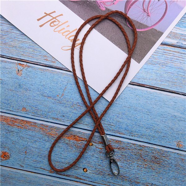 PU Mobile Phone Lanyard Straps Rope for Key Lanyard Metal Clip Hanging Neck Rope Lanyard para llaves key ring chain: brown2