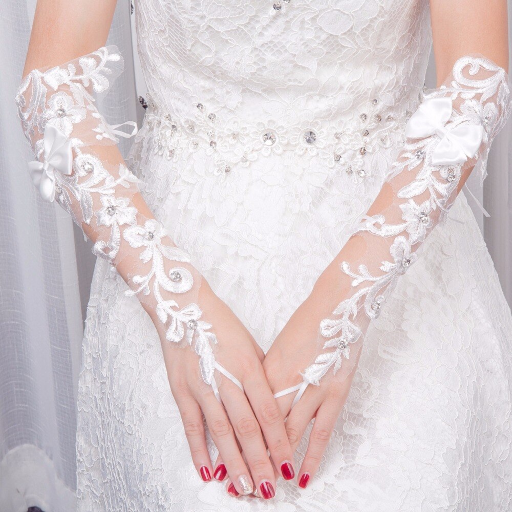 SESTHFAR-guantes de encaje calados para boda, accesorios elegantes, encaje delicado patrón Jacquard, guantes de encaje, guantes de boda