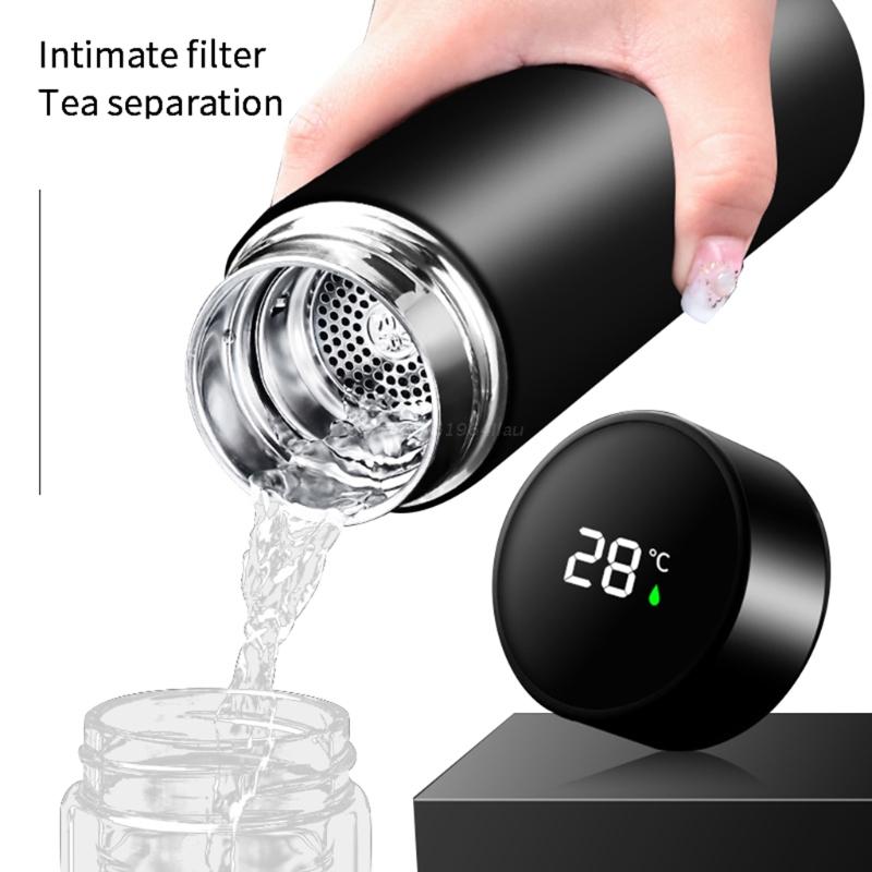 Termo inteligente de acero inoxidable con pantalla de temperatura, botella de viaje para viaje, sopa, café, termo, botella de agua