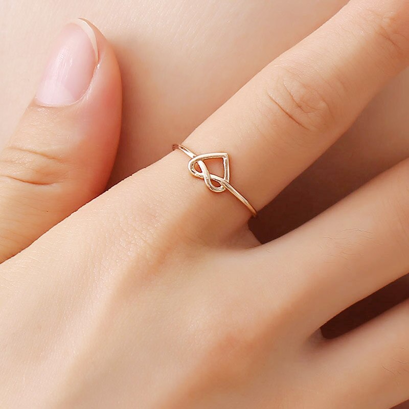 1Pc Ring Verstelbare Gouden Knoop Bruid Koppels Open Kruis Hollow Out Valentines Heart Wedding Vrouwen sieraden