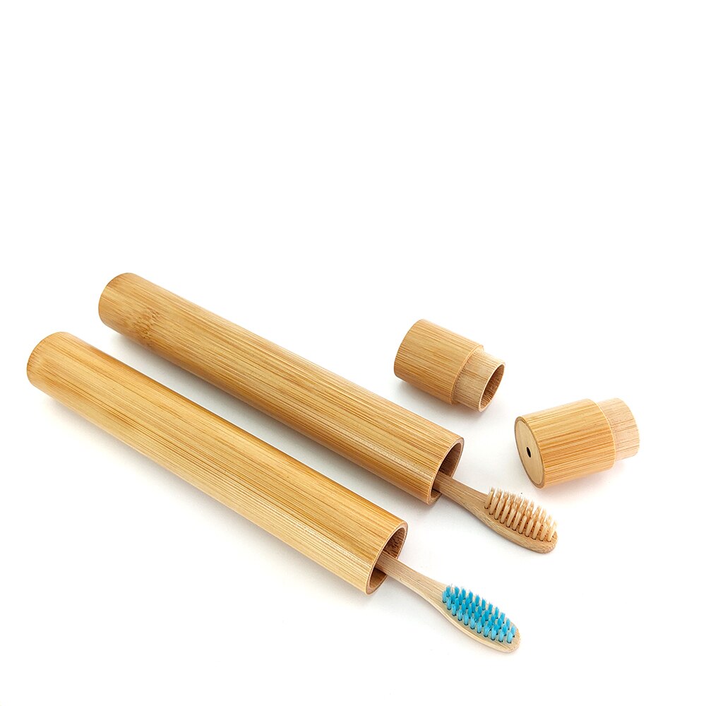 1PC bamboo toothbrush +wooden bamboo tube environmental protection tooth brush tooth cleaning adult oral care travel set