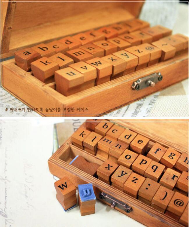 Engelsk alfabet symbol stempel træ brevstempel diy håndværk leverer børn uddannelse alfabet legetøj retro diy stempel
