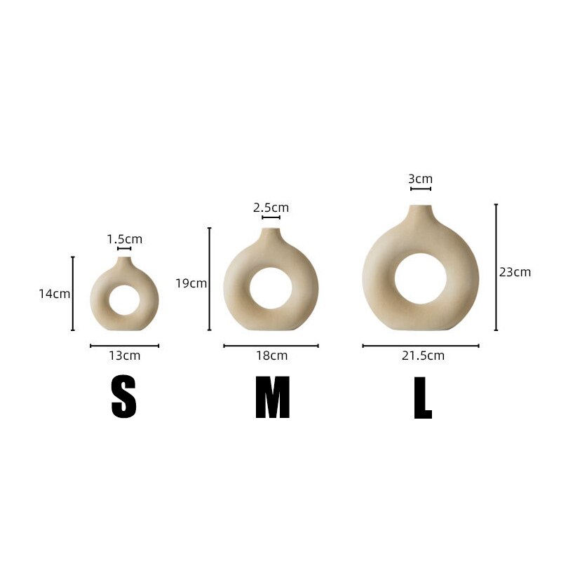 Nordic Circulaire Holle Keramische Vaas Donuts Bloempot Woondecoratie Accessoires Office Desktop Woonkamer Interieur Decor