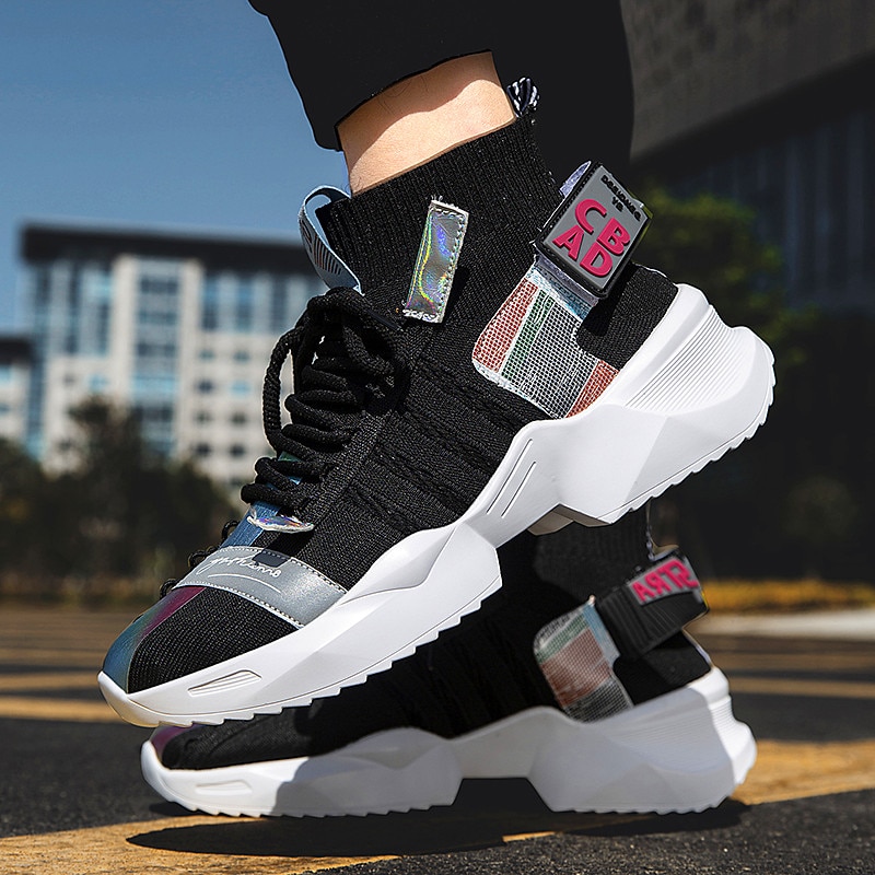 homme hip-hop hip-hop chaussures graffiti haut épais baskets léger à lacets filet décontracté chaussures garçons Zapatos Hombre