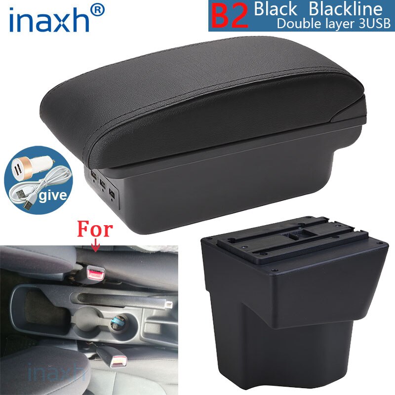 per bracciolo KIA Rio 5 Rio 2014 2013 2012 2015 2016 2017 2018 2019 parti scatola bracciolo auto scatola portaoggetti accessori auto interni: B2 nero linea 3USB