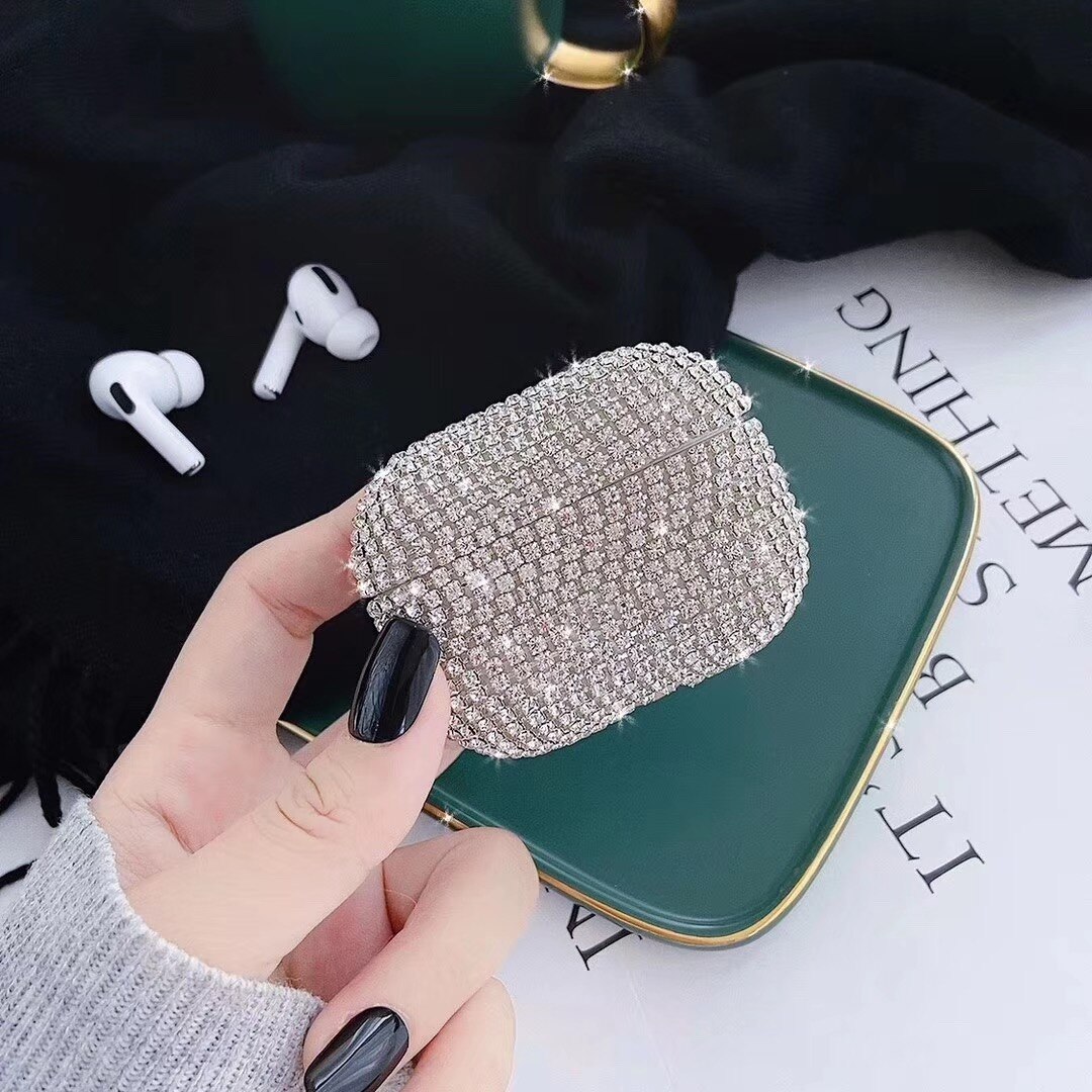 Luxe Bling Glitter Diamond Hard Case Voor Apple Airpods Pro Case Strass Accessoire Cover Voor Airpods Pro Headset Kristal Tas: Sliver