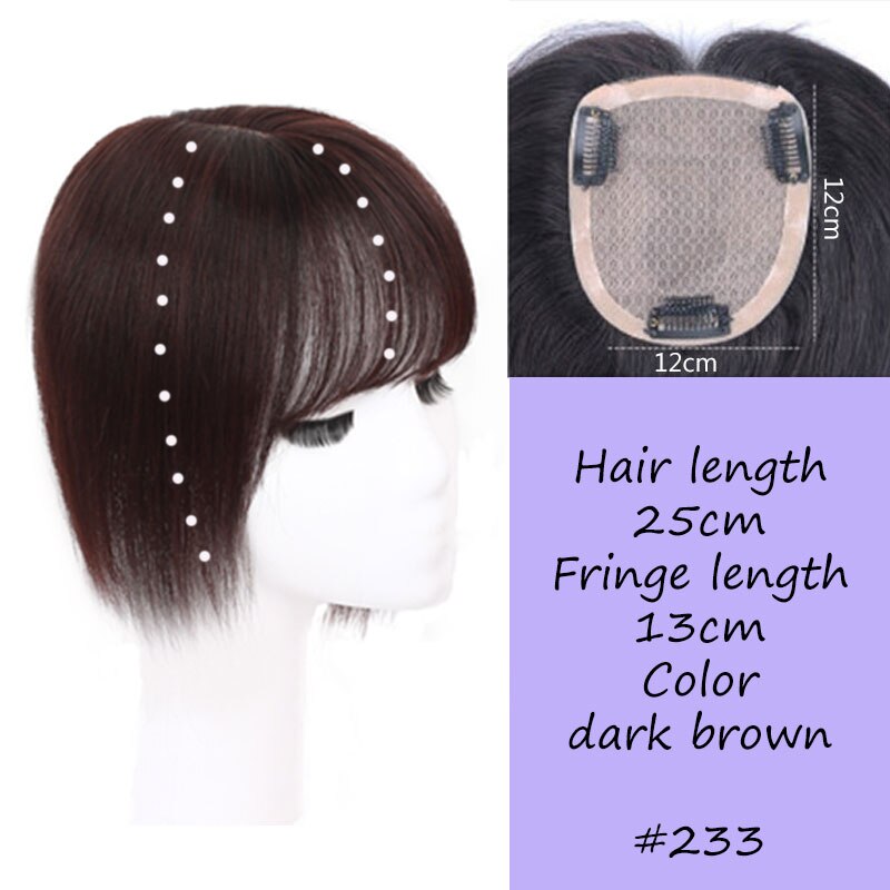 Synthetic Straight Hair Extensions for Women Natural Color Top Closures Clip In Hair Extension Hairpieces MUMUPI: 12x1225cmbangs233