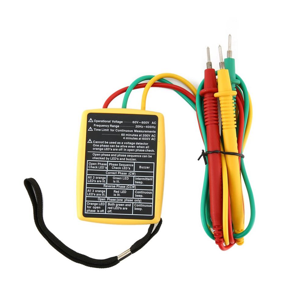 JTW JTW-8030 Portable 3 Phase Sequence Meter Multimeter Presence Rotation Tester Phase Indicator Detector Meter LED Buzzer