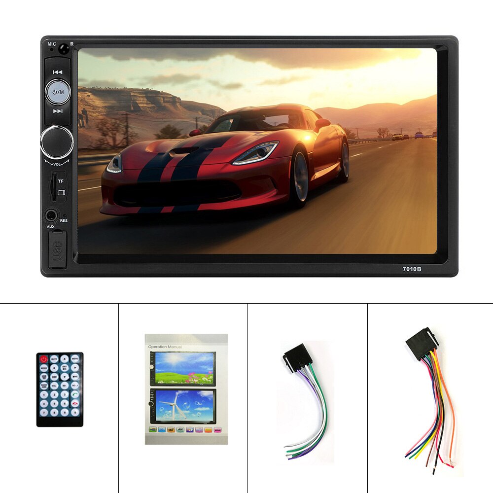 Radio para coche 7010B, 2 din, pantalla táctil LCD de 7 ", reproductor MP5, Bluetooth, Mirror Link, estéreo, FM, USB, TF, AUX con marco: Radio Only