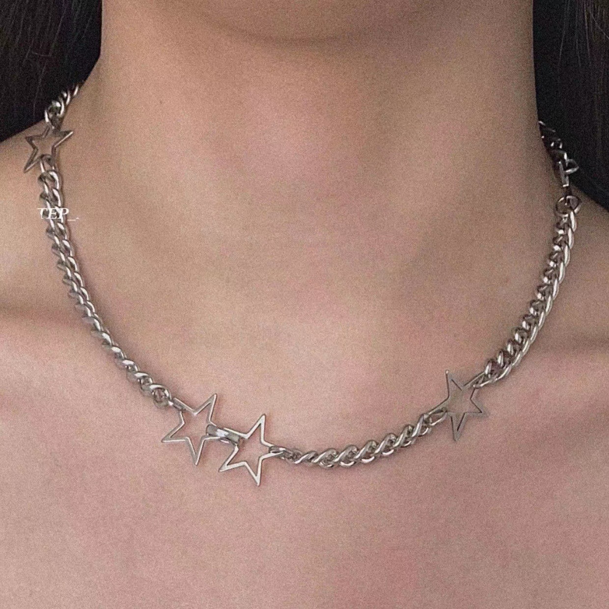 Kpop Goth – collier chaîne avec pendentif étoile couleur argent pour femmes et hommes, Egirl Y2K Cool EMO Punk, bijoux esthétiques Grunge,