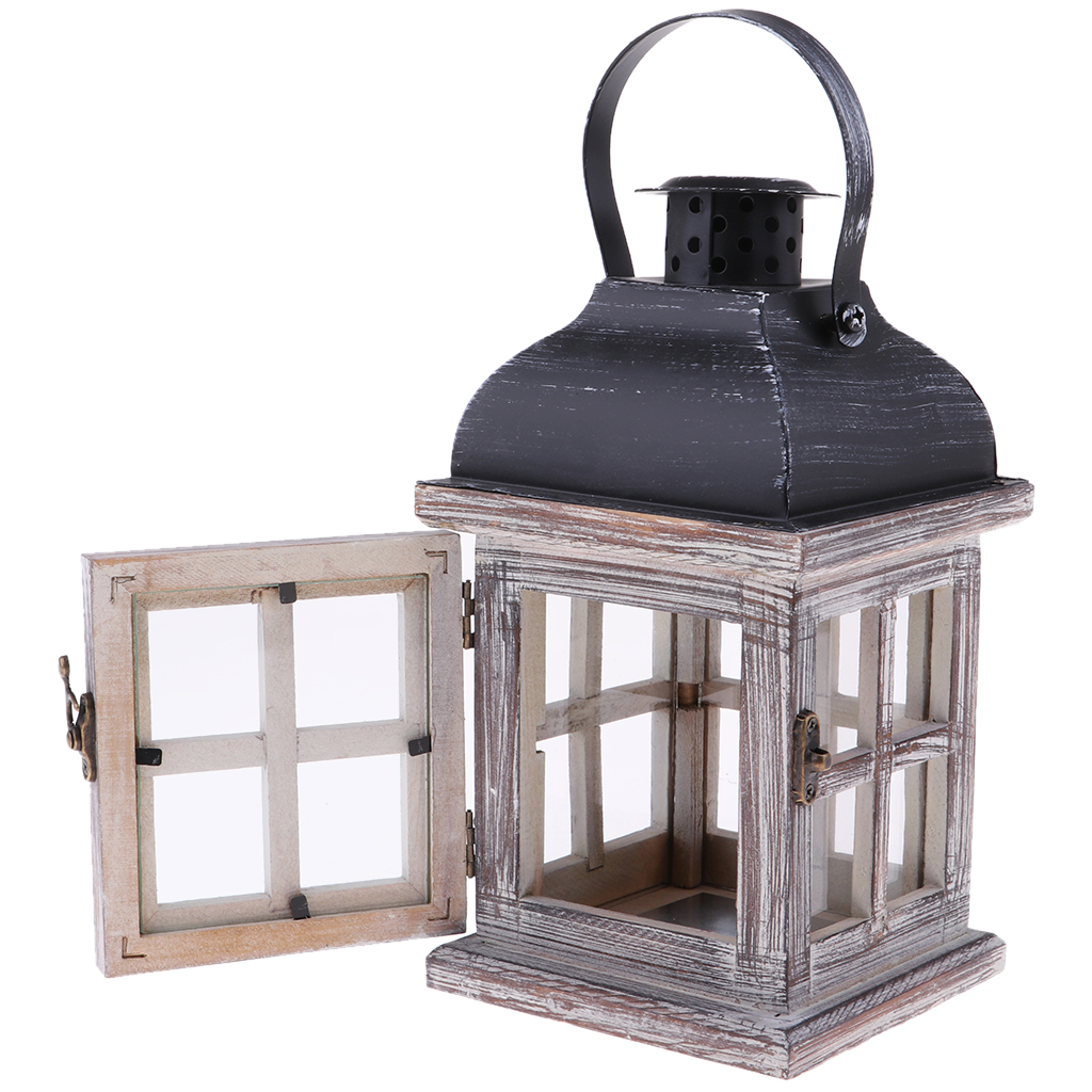 Rustieke Houten Decoratieve Kaars Lantaarn Vintage Opknoping Kaars Houder Voor Indoor Outdoor
