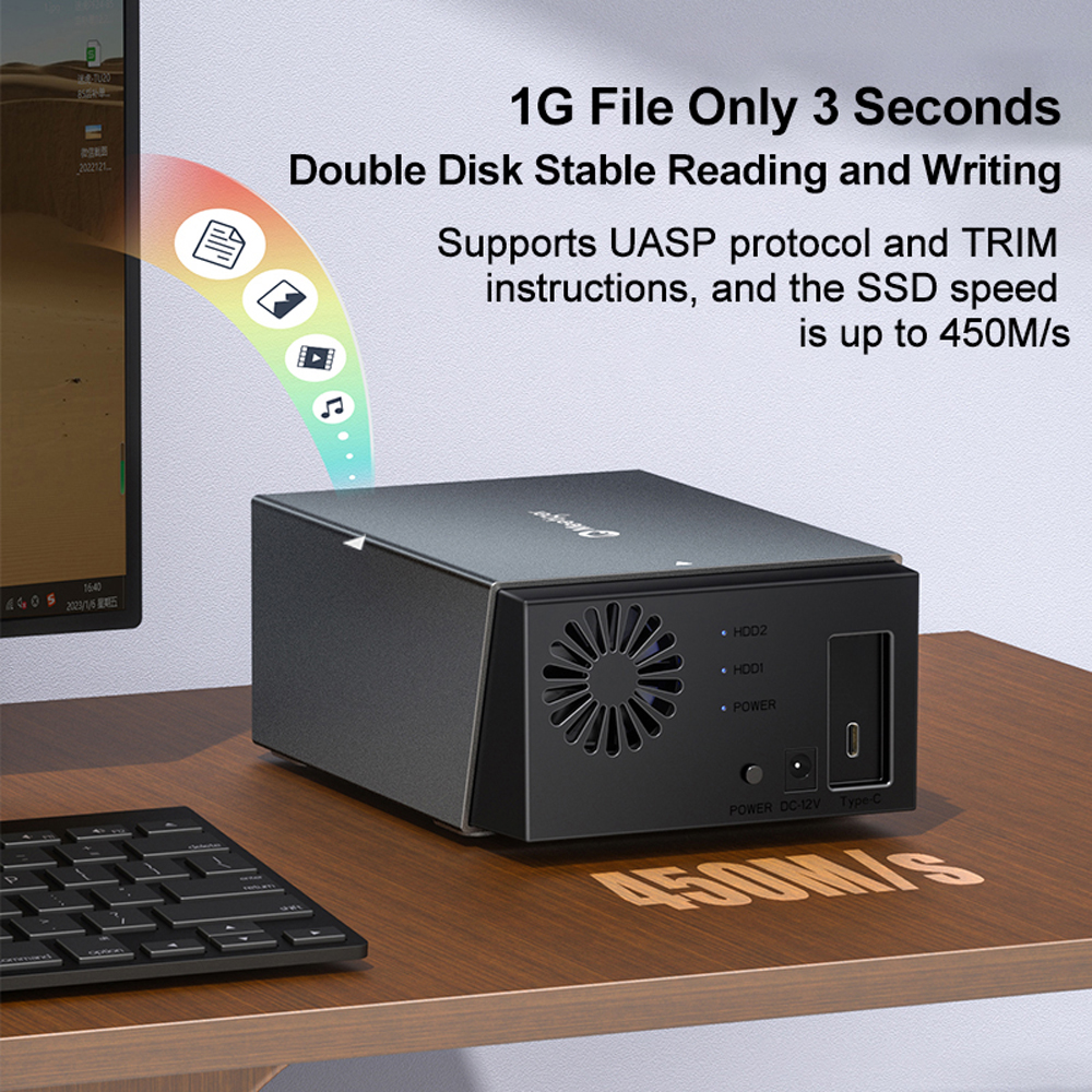 Meetiger 2-bay HDD-dockingstation SATA naar USB 3.0-dockingstation voor harde schijf voor 2,5/3,5 inch externe harde schijfbehuizing