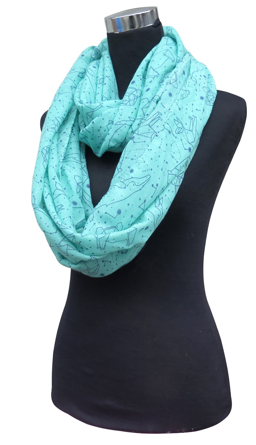10 stuks/partij dames infinity loop sjaal met sterrenbeeldprint,
