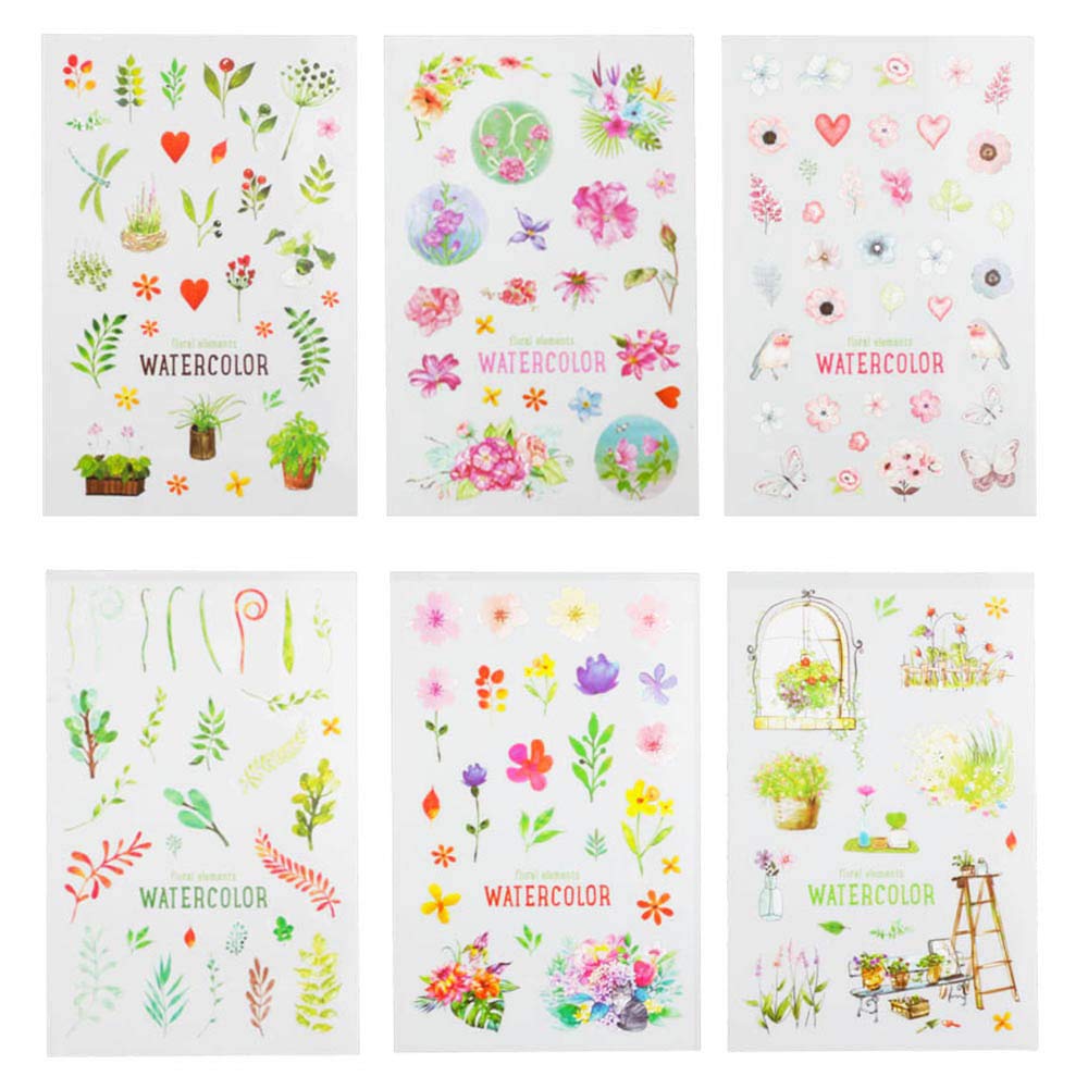 6 Sheets(150pcs) Green Cactus Plant Decorative Stickers Scrapbooking Stick Label Diary Stationery Album Journal Stickers: B